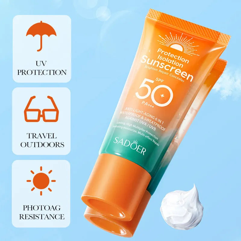 Double tube sunscreen and makeup primer with 50g universal formula