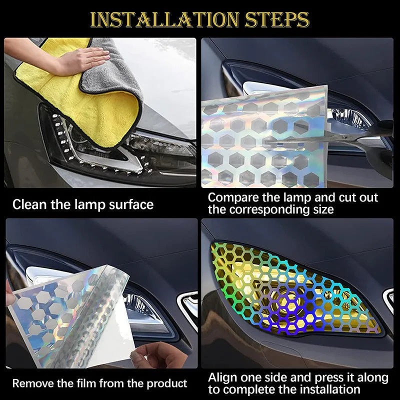 Black honeycomb pattern car taillight decoration sticker measuring 48cm by 30cm