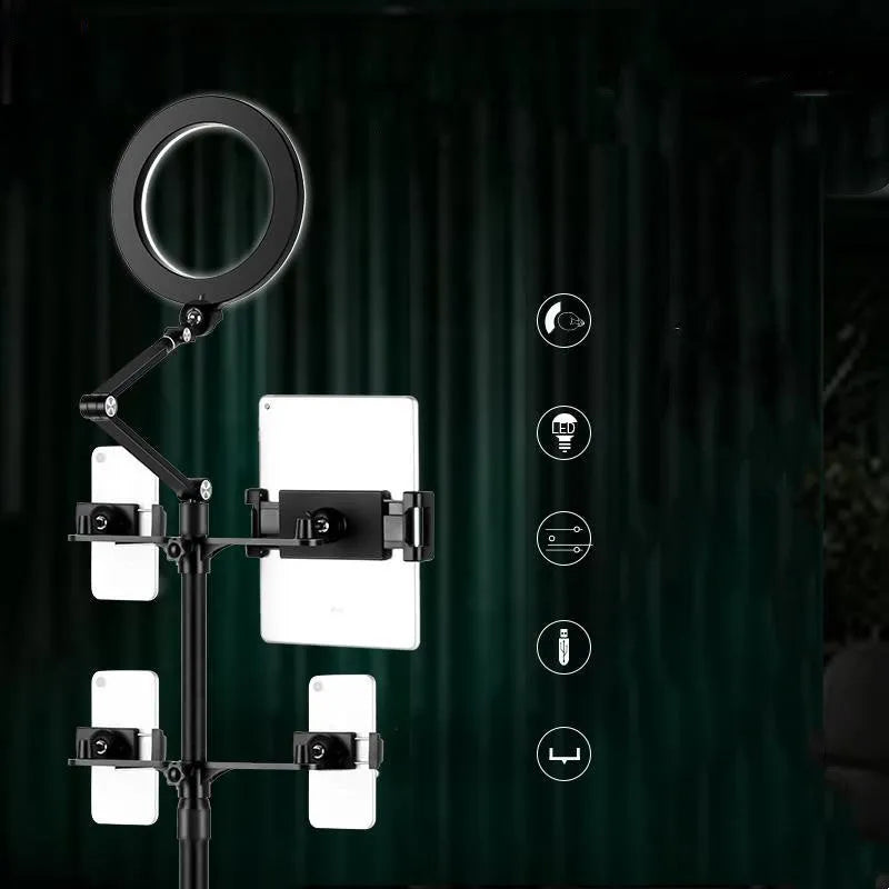 Mobile phone live broadcast desktop multi-camera stand with alloy frame and LP-4p style