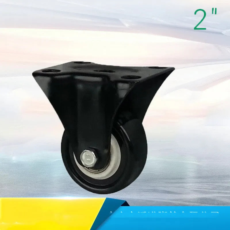 Red double bearing mute universal caster with flat bottom mounting on smooth floor