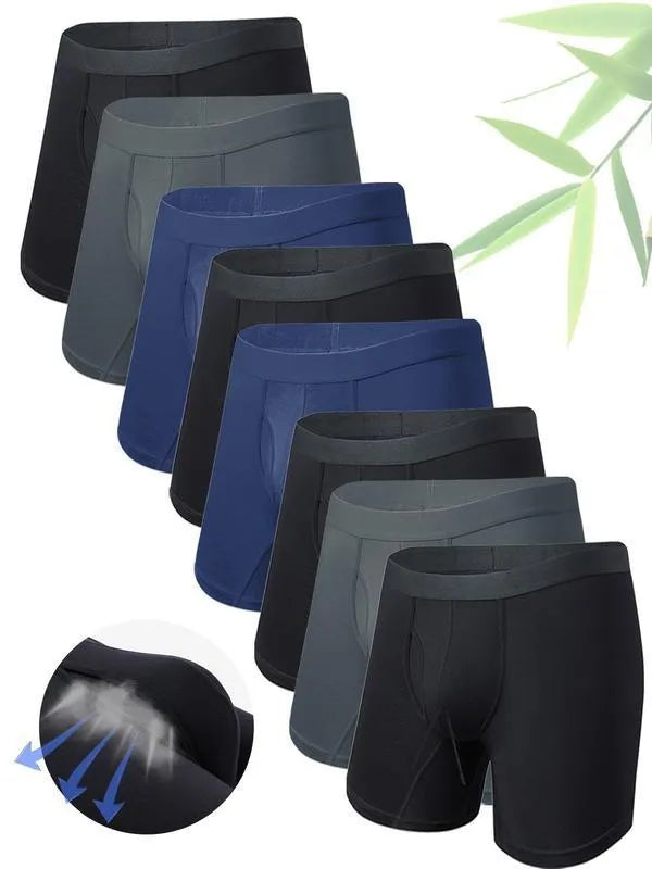 Men's bamboo fibre lace boxer briefs in black - breathable nylon blend with cotton-lined cup - front view