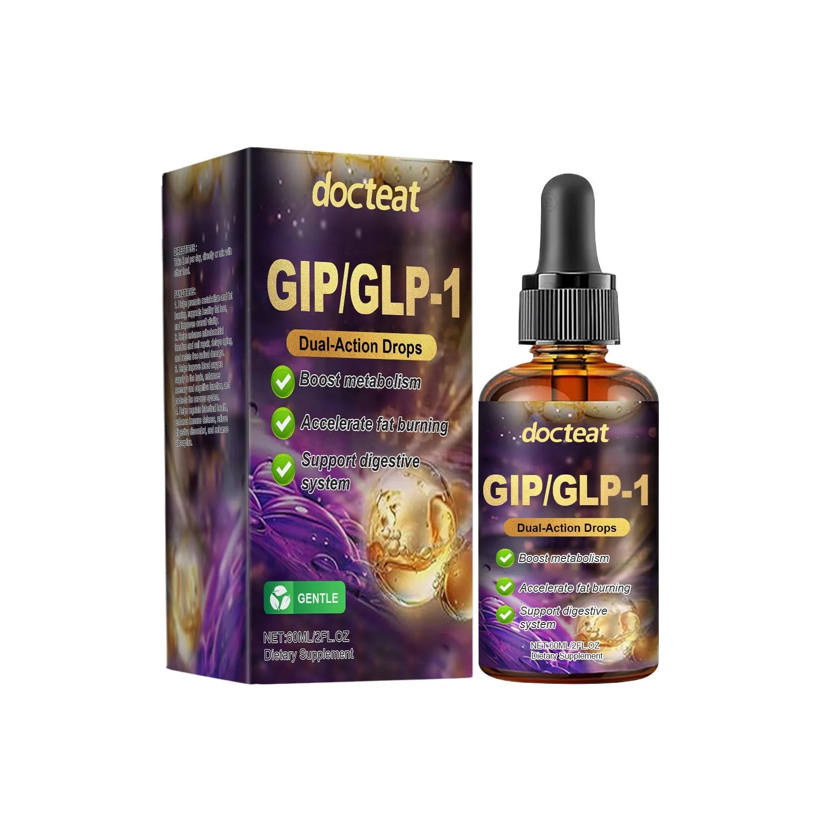 60ml bottle of balance relieving discomfort liquid supplement drops with a separate dropper.