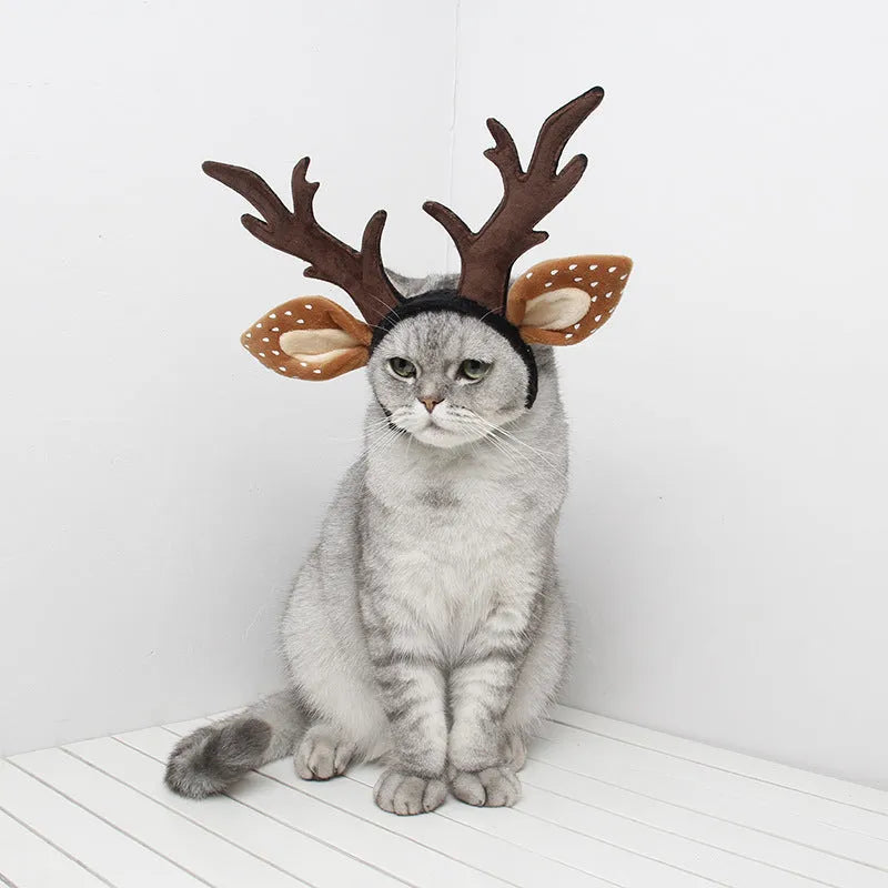 Brown polyester deer antler headband with anti-slip design for holiday and forest fairy costumes, sizes S M L