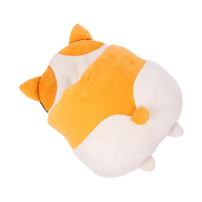Orange fleece cat sleeping bag with semi-closed nest design, measuring 65cm long
