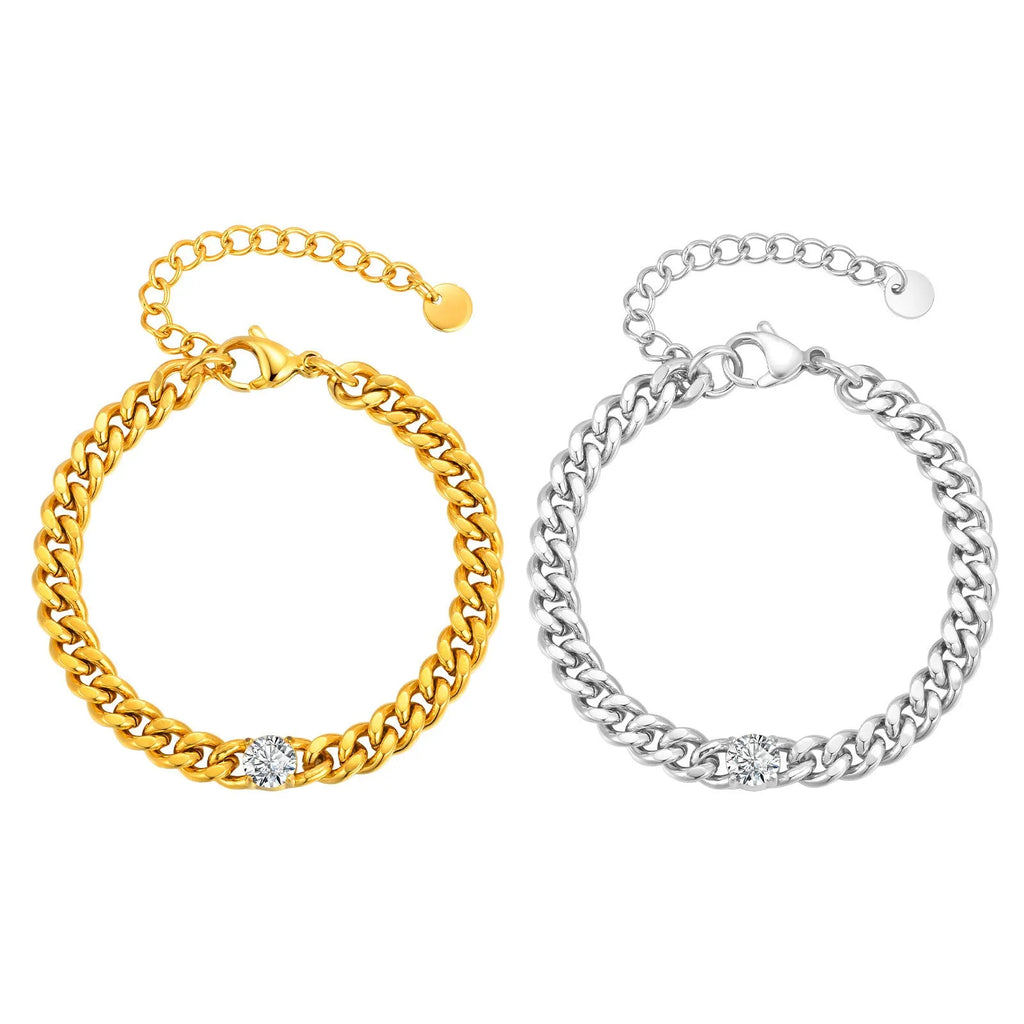 Women's titanium steel double-layer imitation pearl bracelet in geometric style with electroplated gold finish