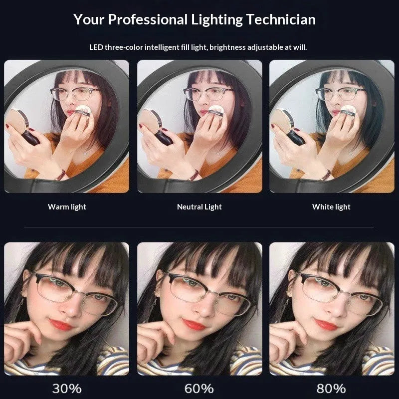 26cm RGB ring light for mobile phone live broadcast, ABS construction, 10-inch beauty light