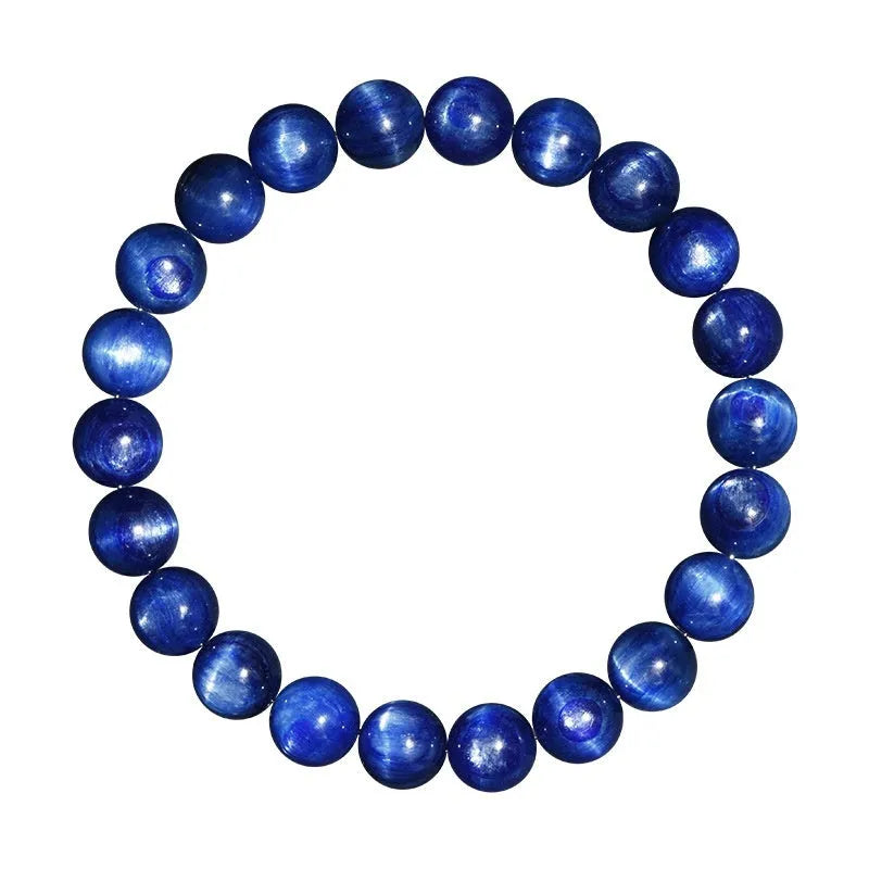 Natural blue crystal bracelet with Ruyi motif and polished geometric beads