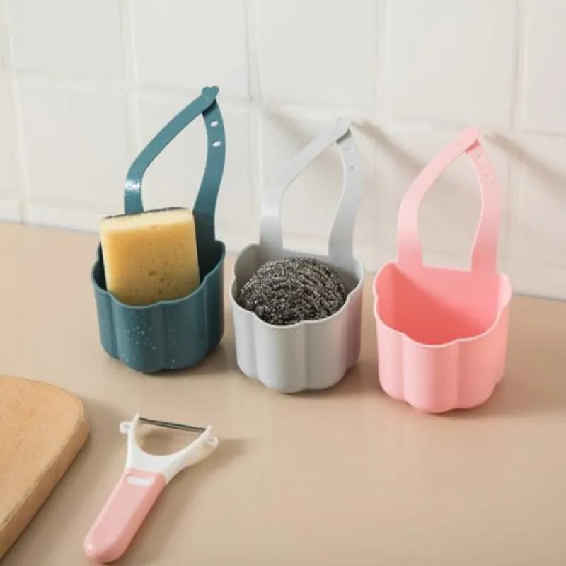 Nordic style plastic sink drain basket in dark blue, 20cm length kitchen storage organiser