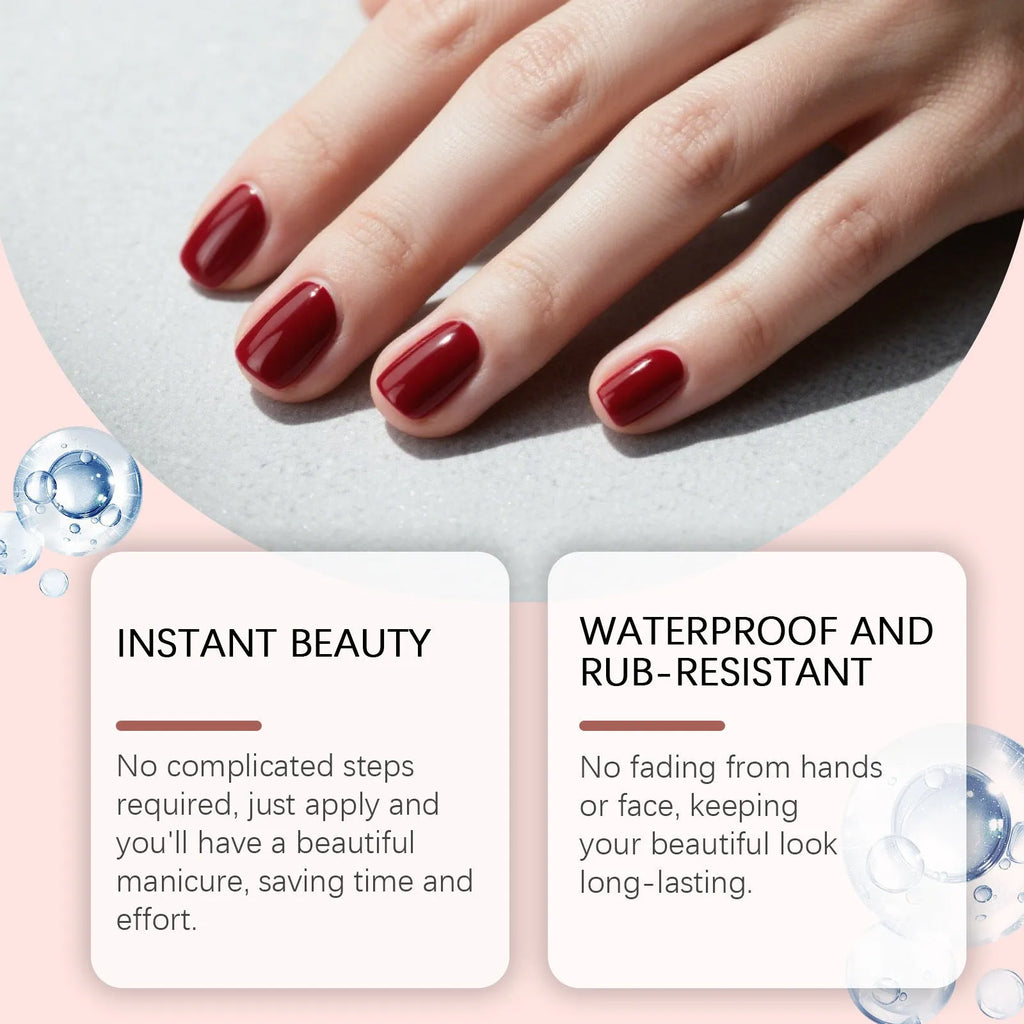 22-piece red waterproof nail stickers with polyurethane-based design for DIY nail art