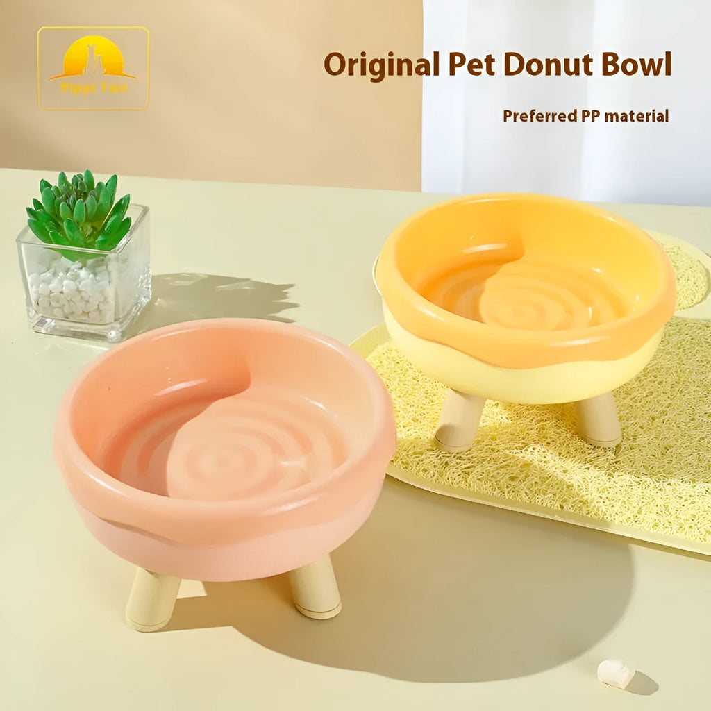Donut Four Legs cat bowl in PP plastic, 300ml, stable four-leg design for anti-spill feeding