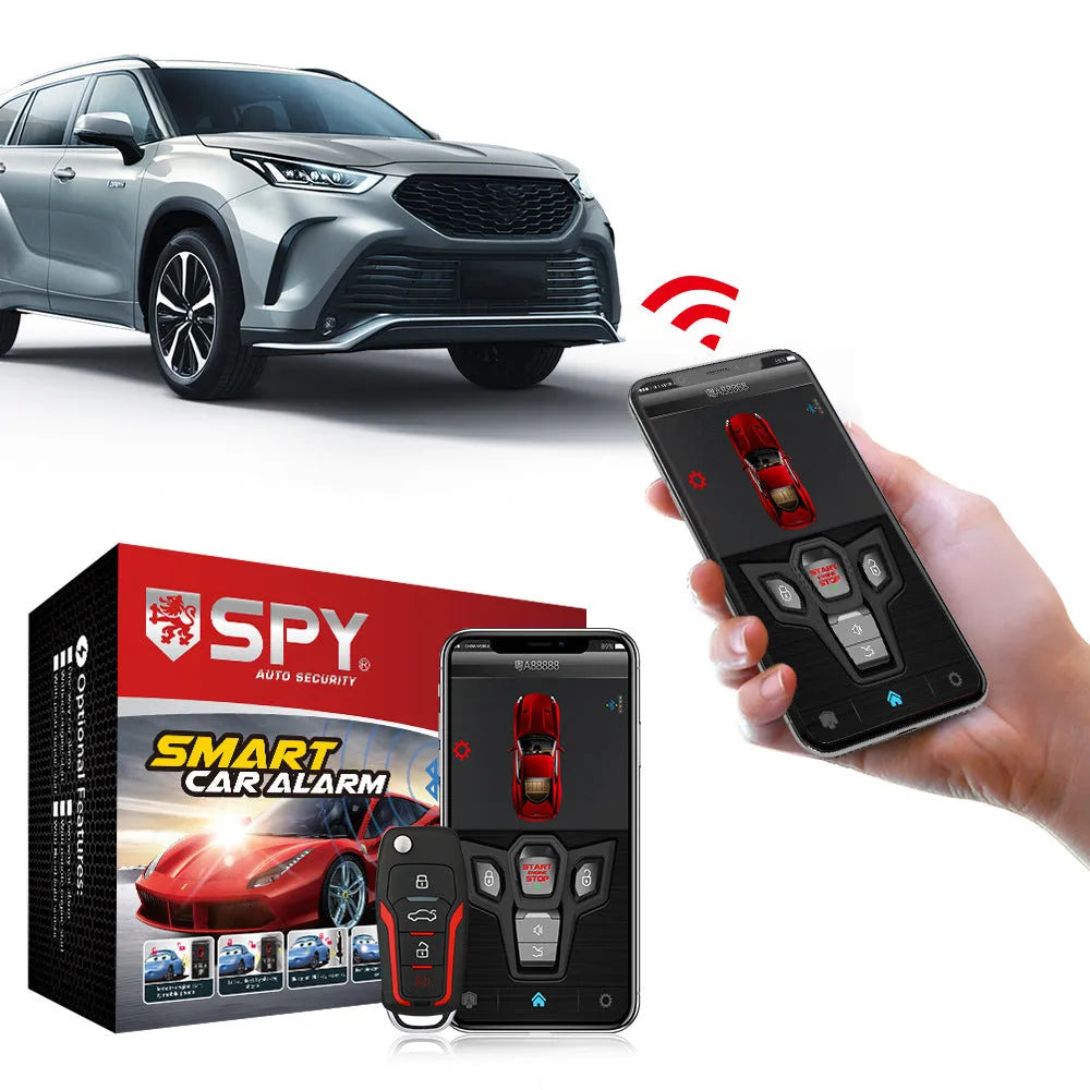 Red and frosted black one-way remote control car alarm with two remote controls for 3000m vehicle protection