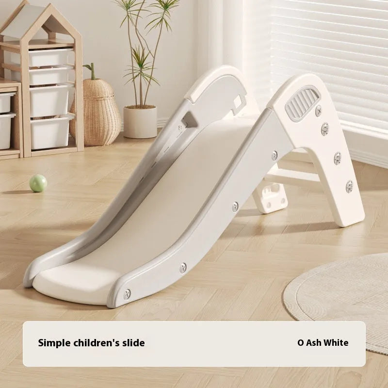 Small plastic baby slide for toddlers under three, shown in blue, yellow, brown, and gray colour options.