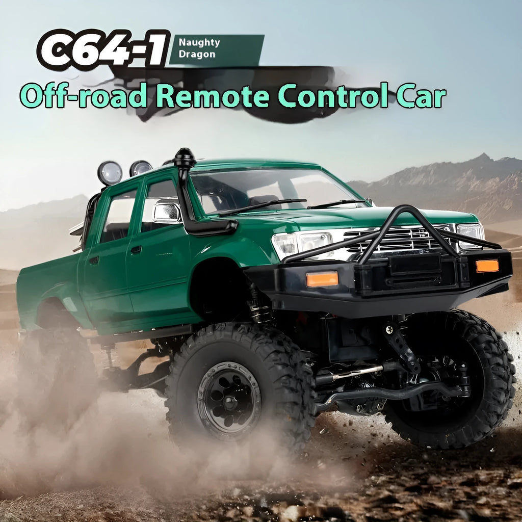 All terrain pickup truck remote control car in green plastic for off-road rock crawling