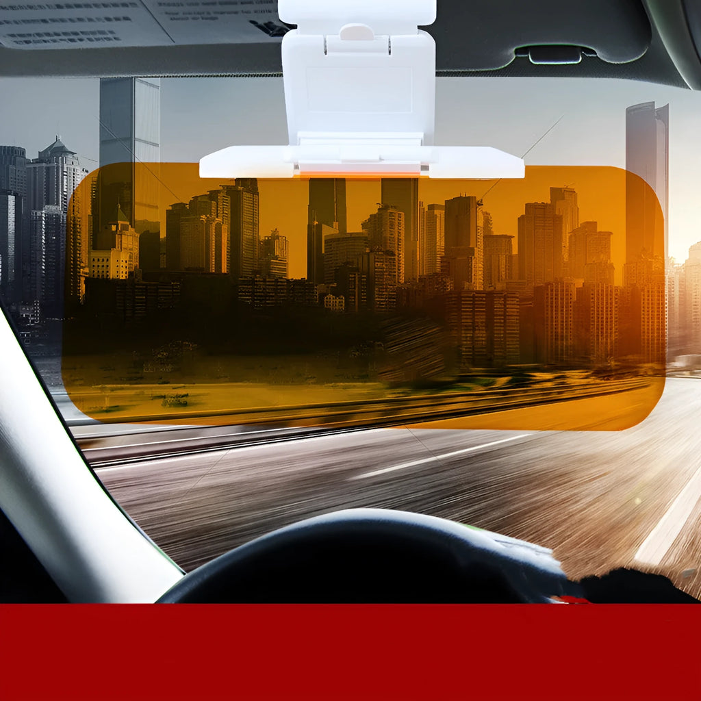 Car anti-glare mirror sun visor with yellow acrylic lens for day and night driving