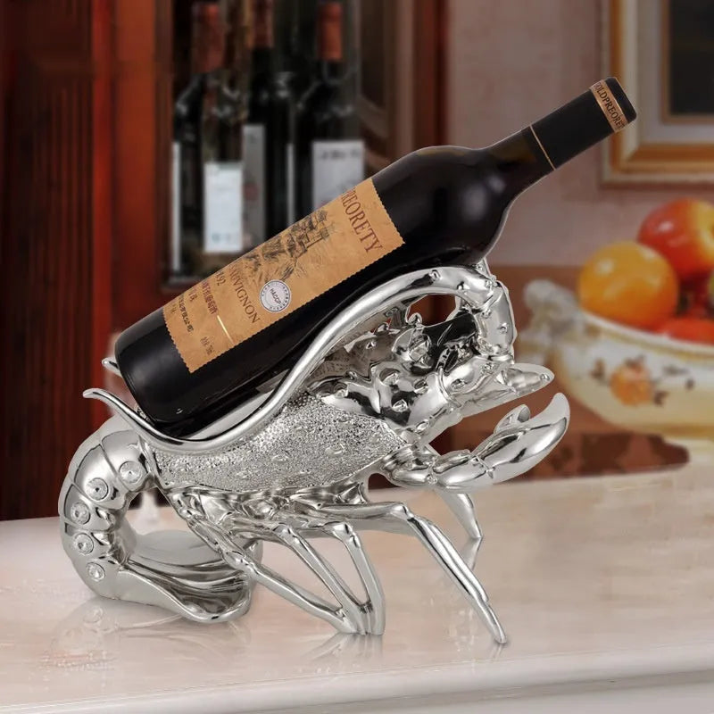 Lobster shaped wine rack ornament in rose gold or silver resin decorative piece