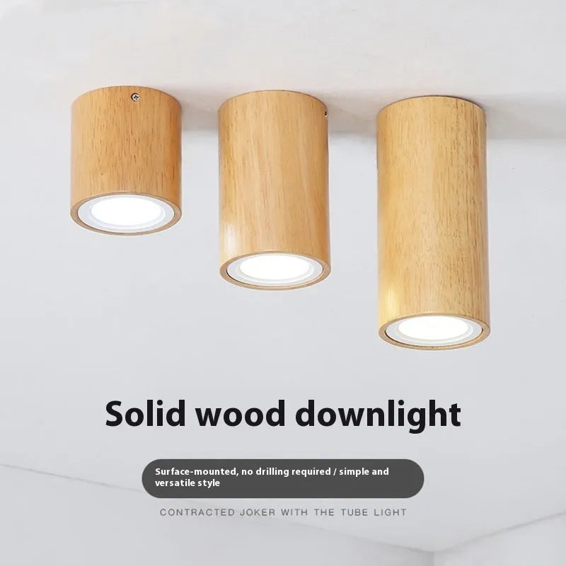 Solid wood surface mounted downlight in round and square shapes for corridor or balcony.