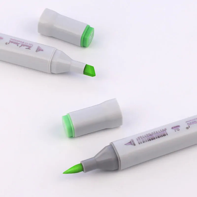Set of 48 oil-based soft-tip markers with round and chisel tips for hand-painted design work