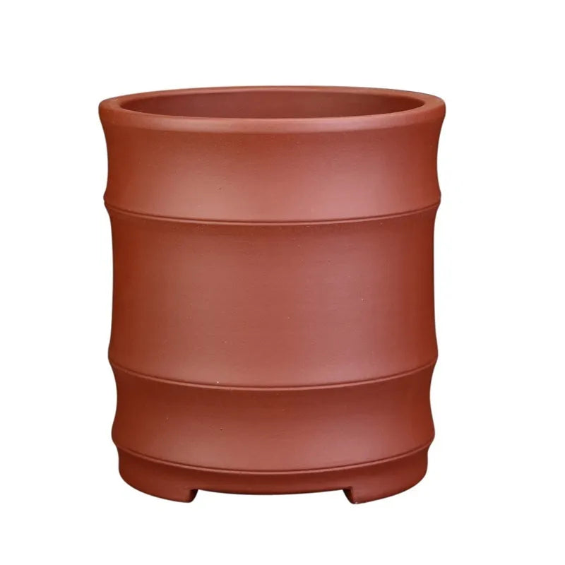 Fine Zisha flowerpot large diameter bamboo joint black purple sand clay with pallet