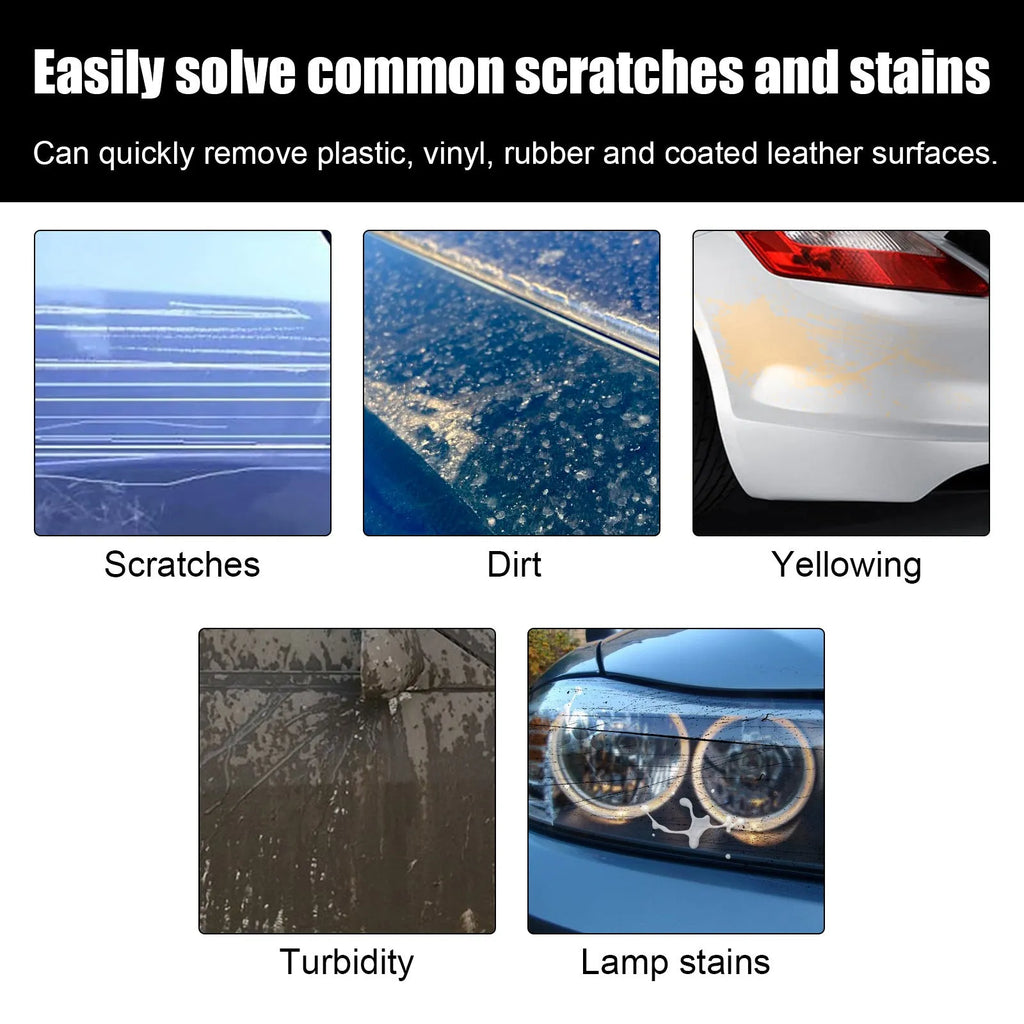Car scratch repair cream kit showing 60ml tube and sponge applicator for vehicle paint renovation