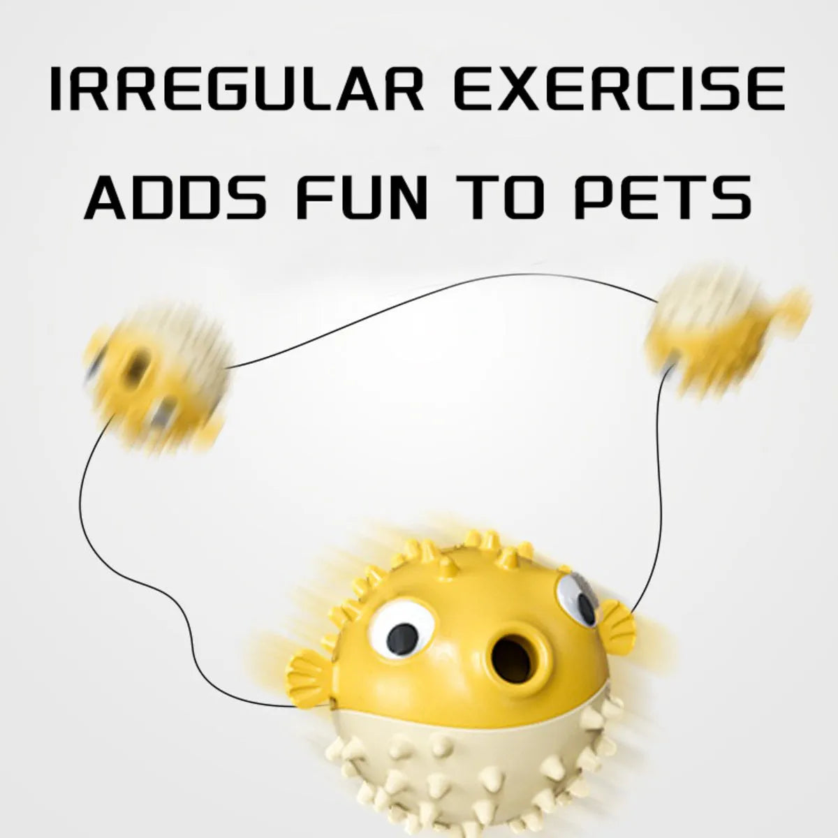 Yellow vinyl fish-shaped dog chew toy with textured surface for teeth cleaning.