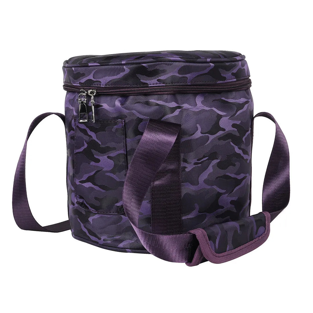 Purple patterned Oxford cloth tote bag for 8 to 14 inch Himalayan singing bowls and crystal bowls, one handbag