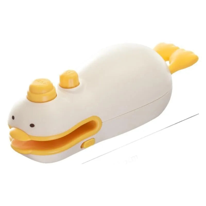 Small yellow duck-shaped rechargeable heat sealing machine with charging cable