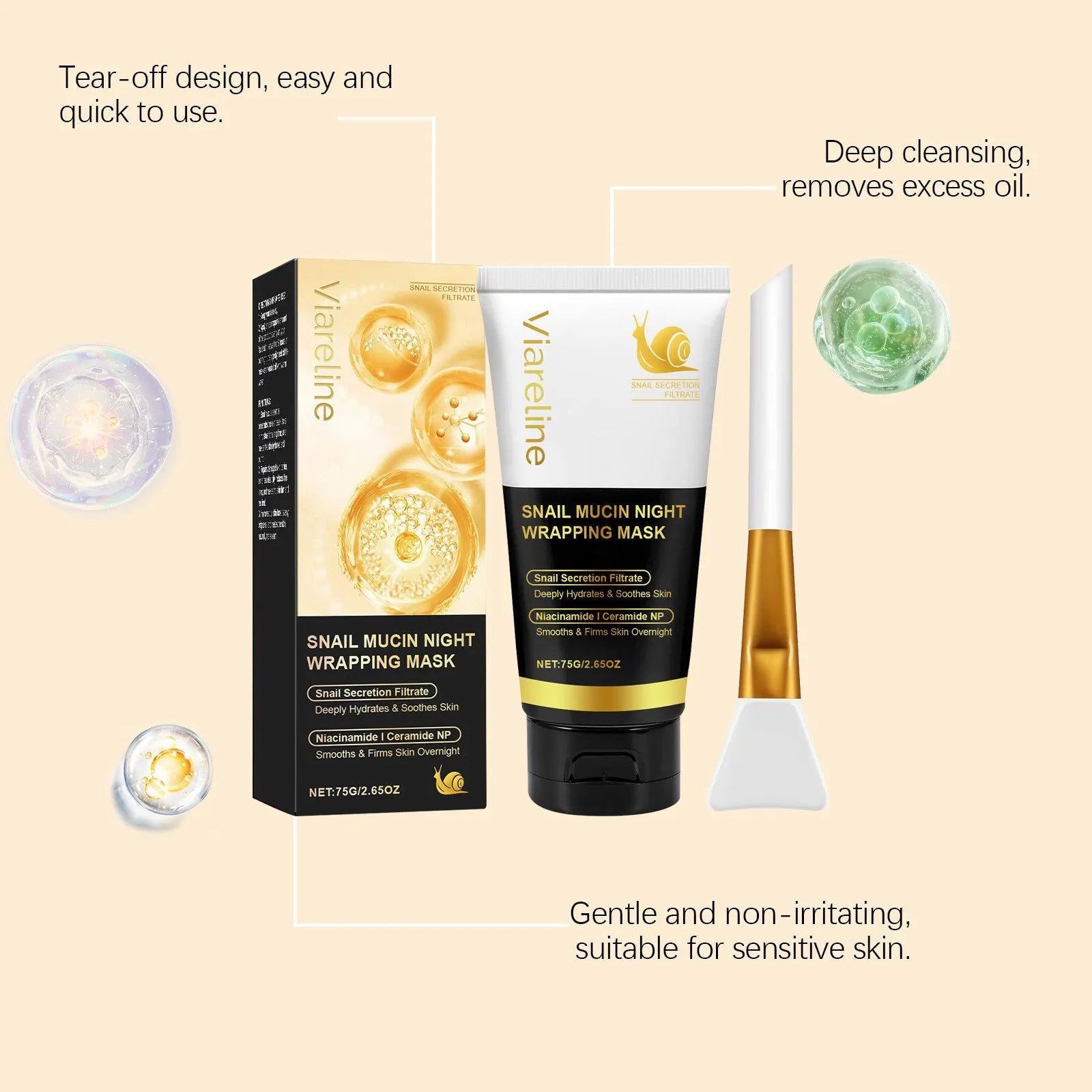 Turmeric sleep mask set showing 120g jar and application brush for overnight facial treatment