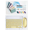 10-inch compact Bluetooth keyboard and wireless mouse in a solid colour on a desk.