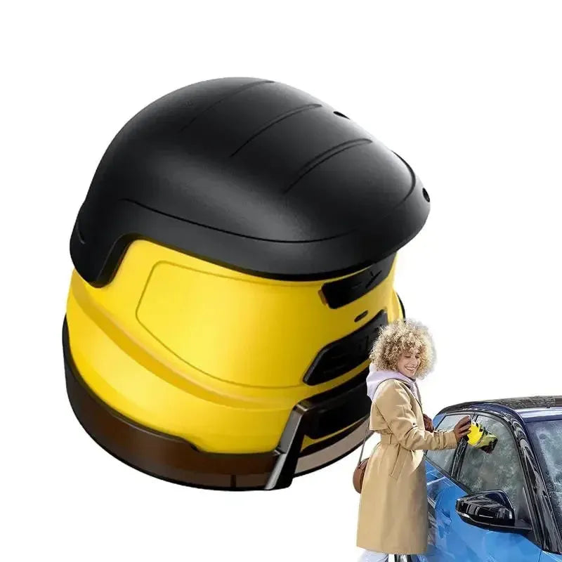 Yellow cordless electric ice scraper with USB charging cable for car windscreen deicing