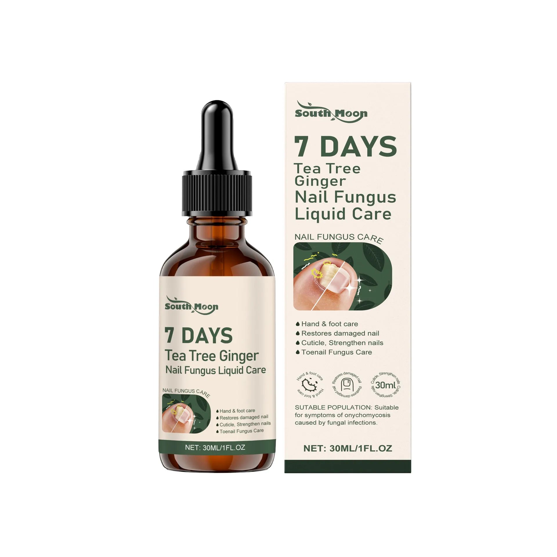 30ml bottle of mild nail brightening and nourishing care solution for daily use.