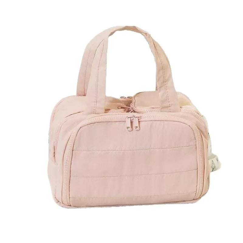 Lightweight plaid partition storage travel bag with waterproof nylon lining, dimensions 31x19x21cm