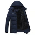 Winter fleece padded coat with detachable collar in black, available in sizes XL to 5XL for men