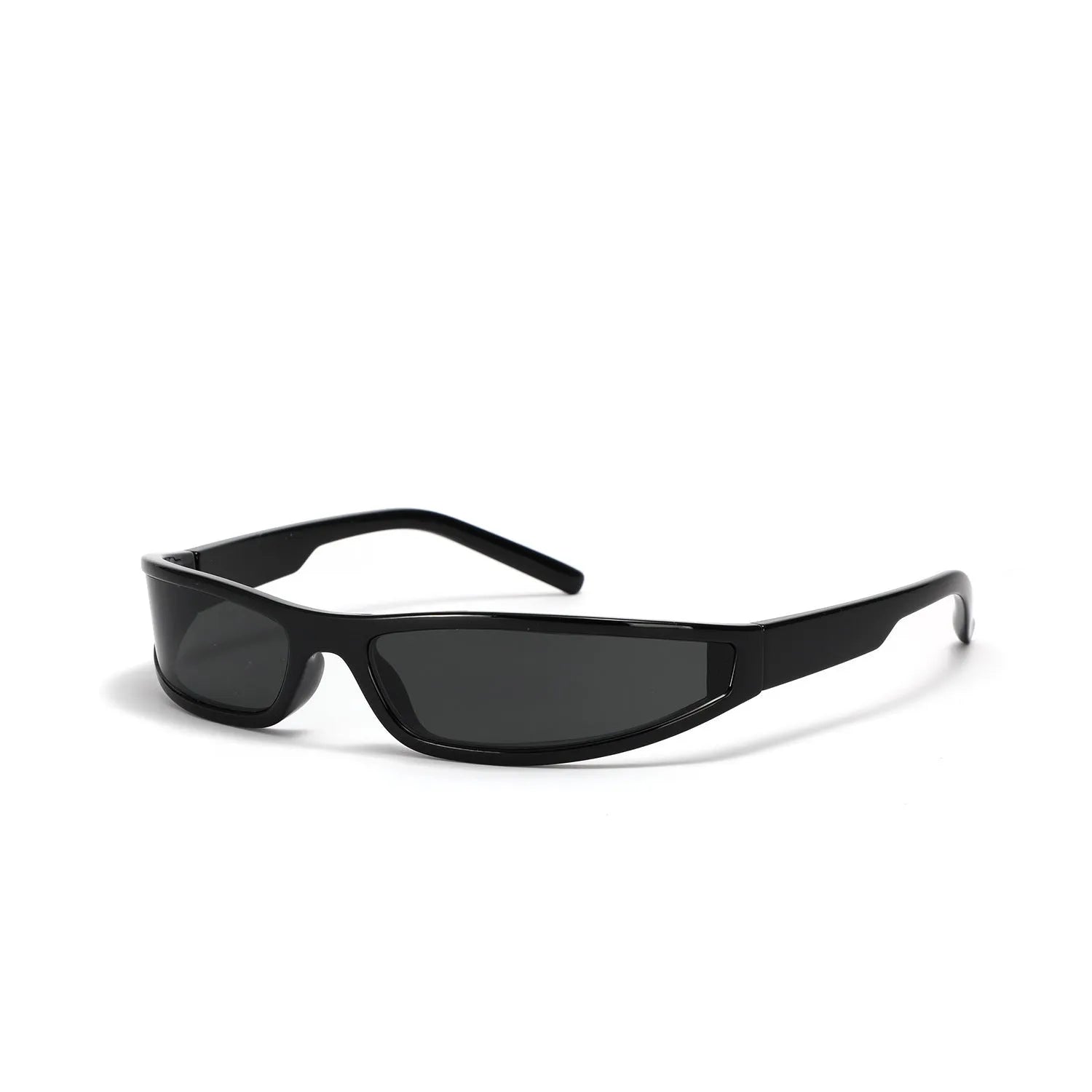 Women's narrow frame future style sunglasses in bright black and grey colourway