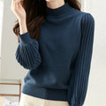 Slim fit half turtleneck shirt in core-spun yarn with spandex, shown in apricot colour with regular sleeves