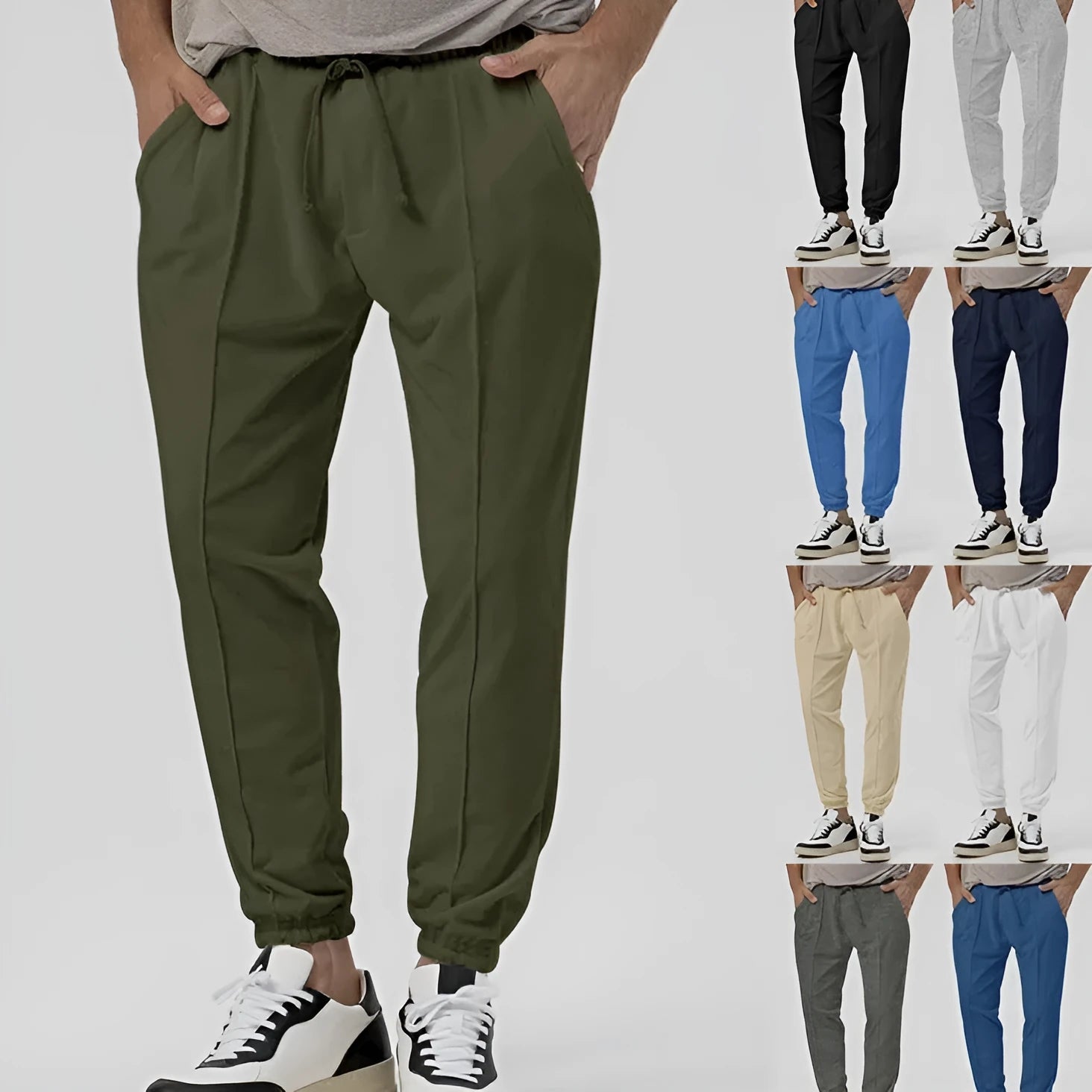Men's gray loose-fit straight-leg track sweatpants with a mid waist