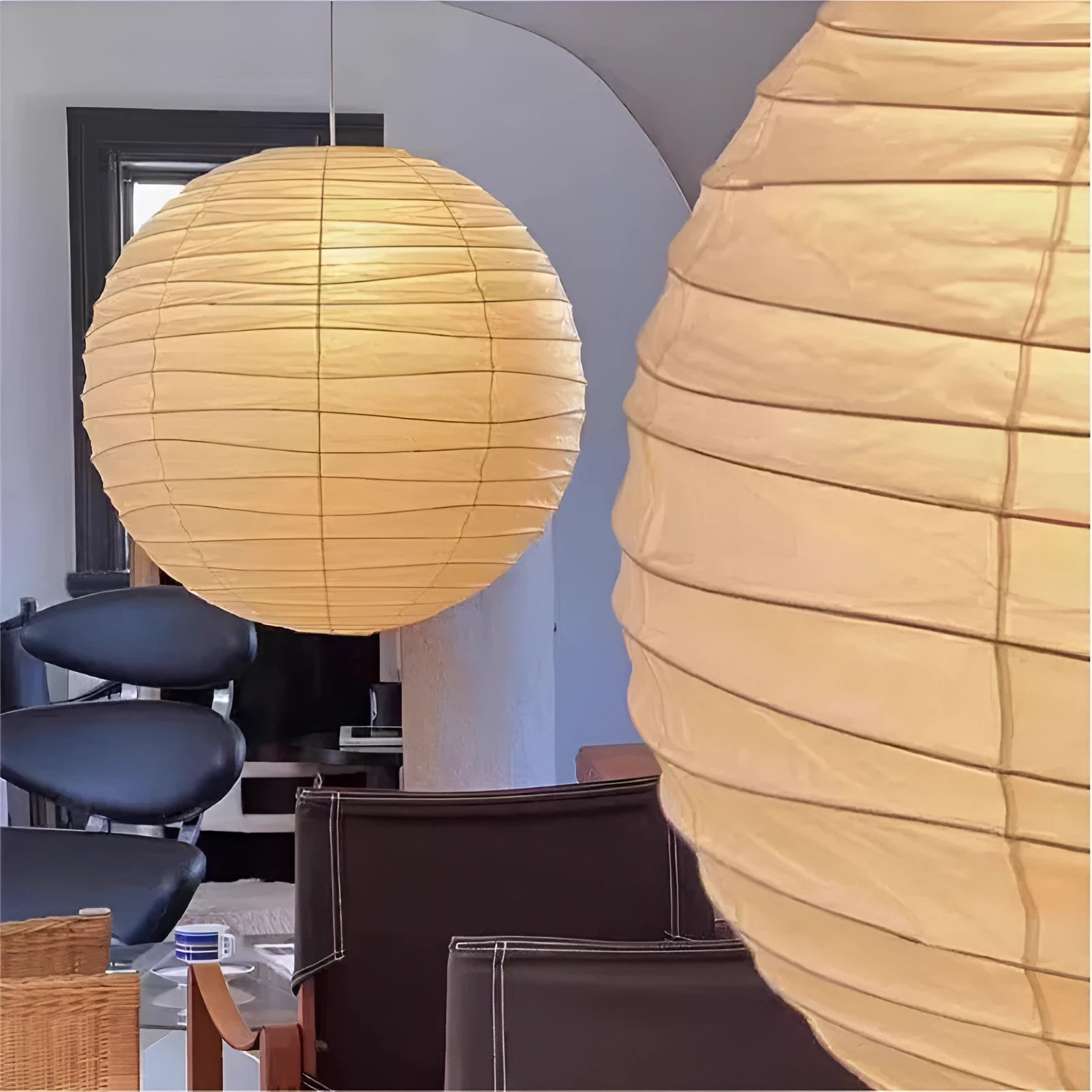 Japanese-style rice paper ball chandelier pendant light in 30cm, 45cm or 55cm diameter sizes