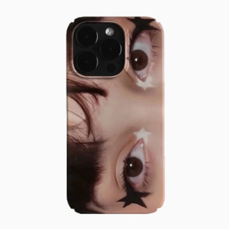Niche cartoon silicone phone case with glossy hard shell and large cutouts for iPhone model