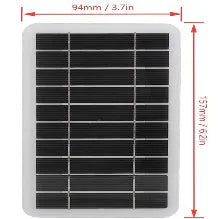 Portable 2W solar panel charger measuring 157x94mm with USB cable