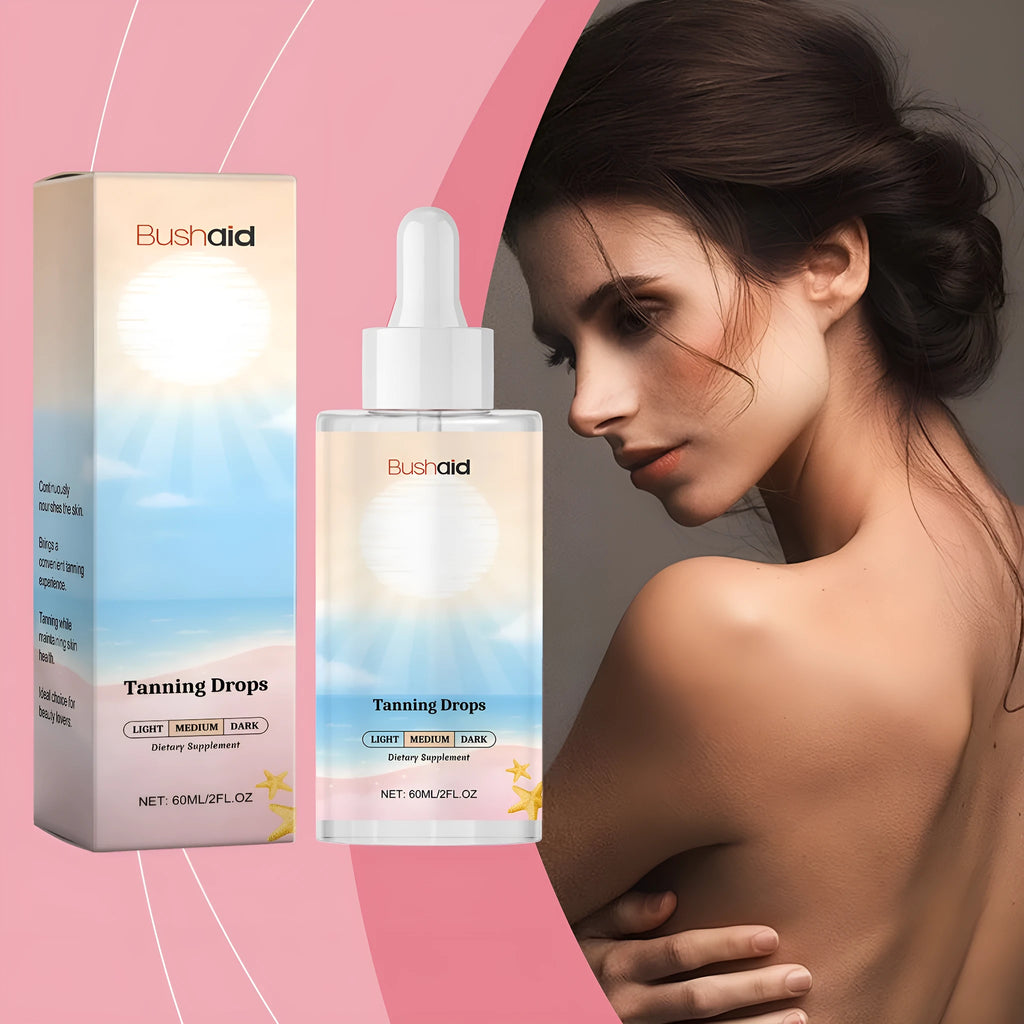 No Sunlight Tanning Drops Body Care Kit with 60ml tanning serum in glass bottle