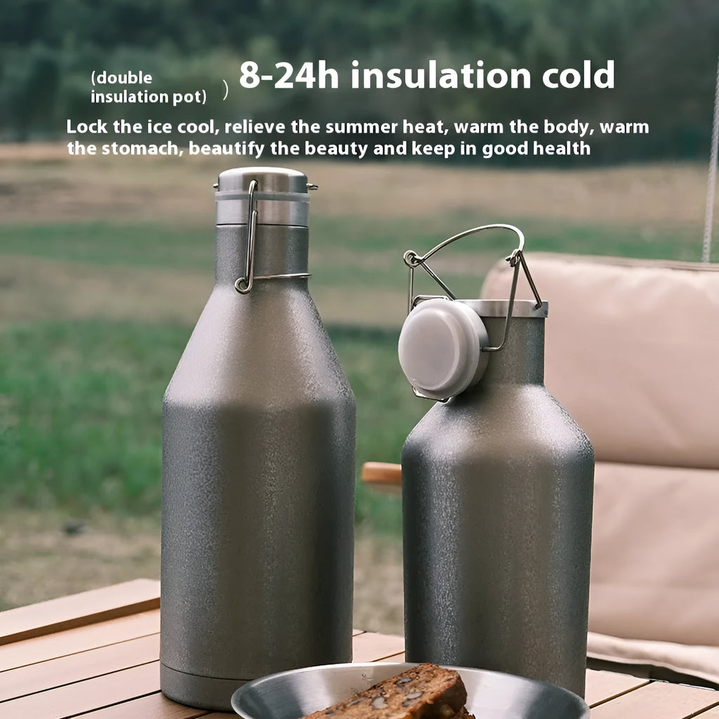 Stainless steel thermal pot with large capacity for outdoor portable use