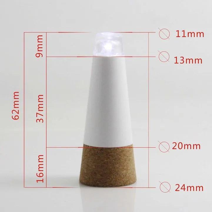 A plastic rechargeable LED bottle cap light for holiday decoration, measuring 30mm wide.