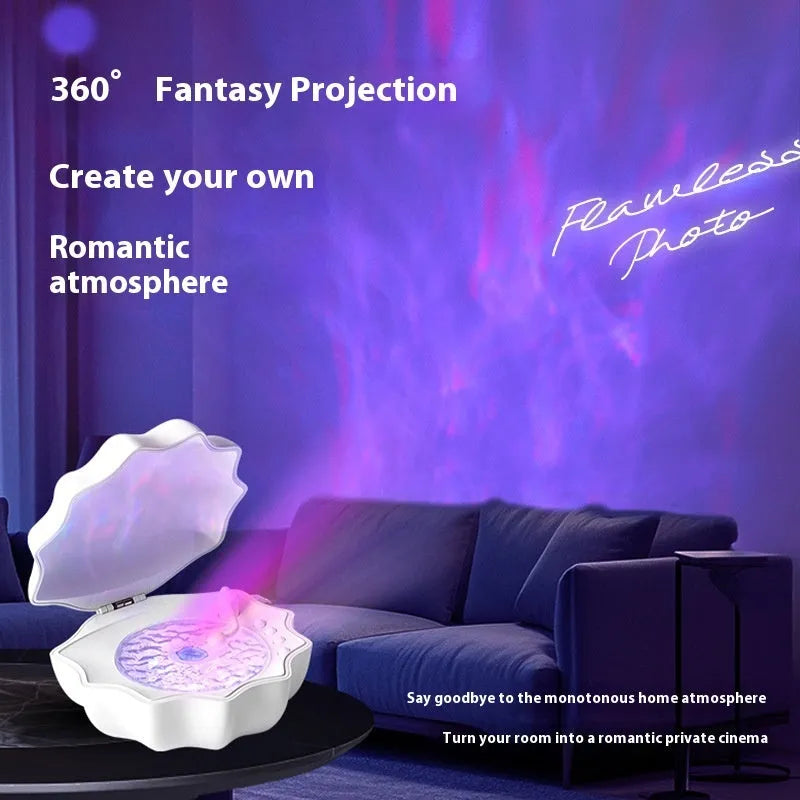 Wireless Bluetooth mini shell light stereo speaker in Aurora Purple with wave light on