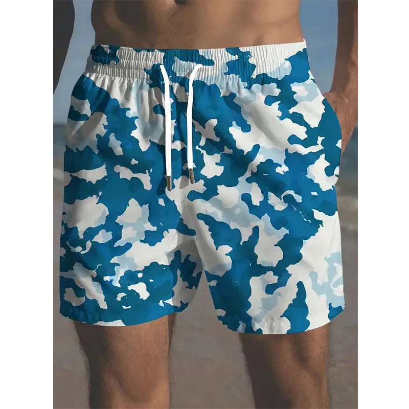 Men's printed beach shorts with streetwear design in polyester micro-elastic fabric
