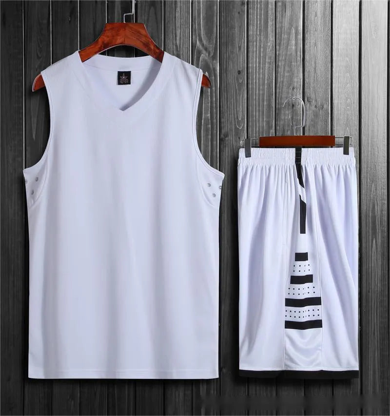 Black and white basketball training sports vest set with trousers for student campus competitions
