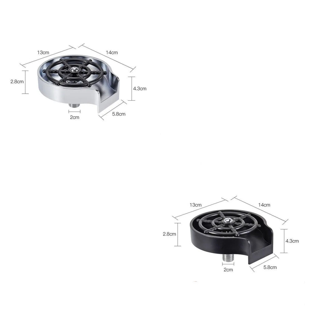 Bar counter cup washer with high-pressure spray nozzle and five-hole head in black and white colour options