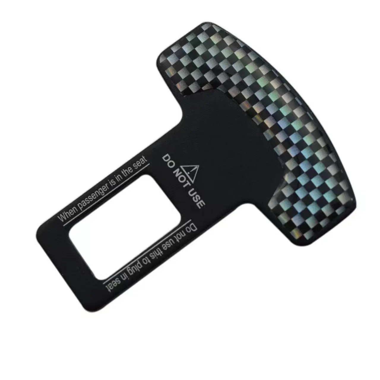 Aluminium alloy bottle opener keychain with a lock tongue buckle in frosted carbon fibre finish.