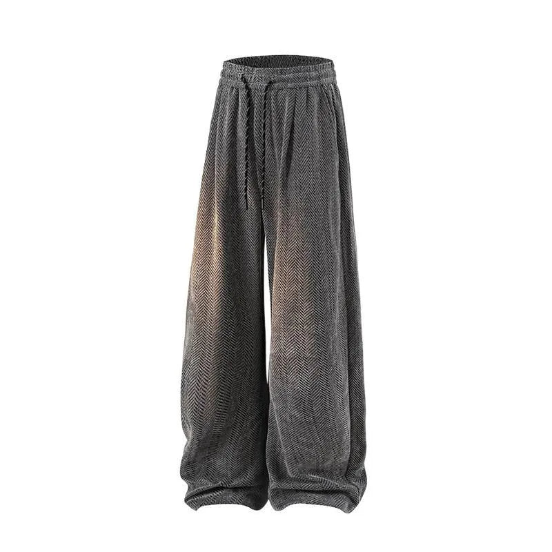 Plus-size fleece-lined straight-leg trousers in light grey on a hanger