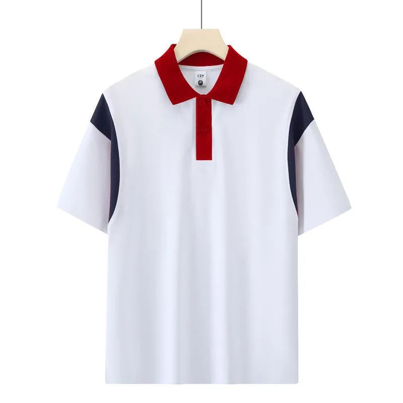 Men's raglan short sleeve cotton shirt in black, red, and dark green colours