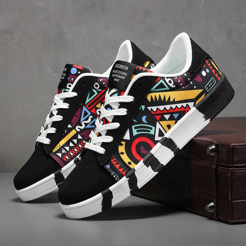 Men's camouflage pattern lightweight sports casual shoes with artificial PU upper and flat heel