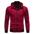 Sports Leisure Color-block Hooded Jacket in black slim fit polyester cardigan style